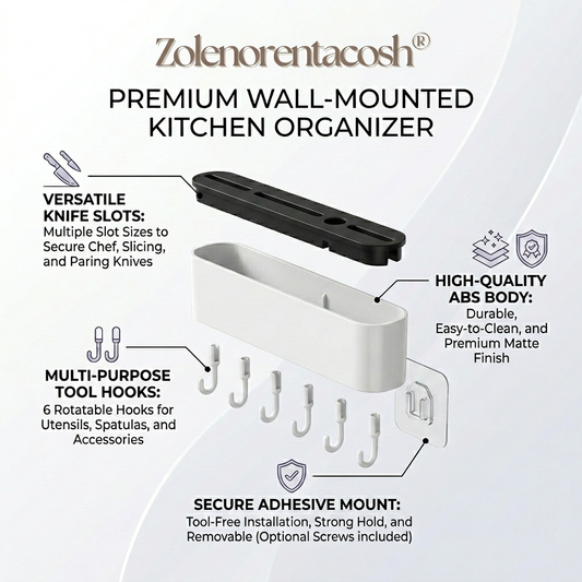Zolenorentacosh® Wall-Mounted Knife Holder & Multi-Purpose Storage Organizer