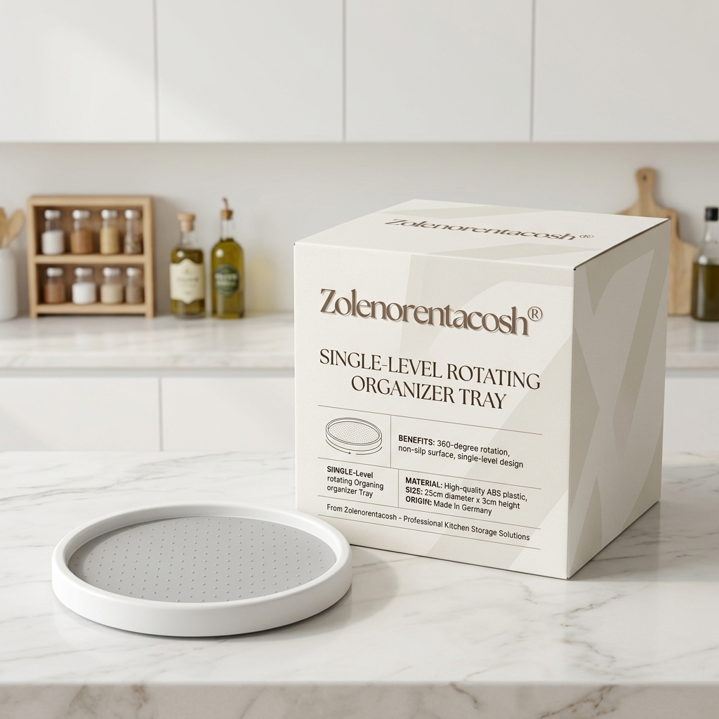 Zolenorentacosh® Single-Level Rotating Organizer Tray,Minimalist Storage Turntable – White