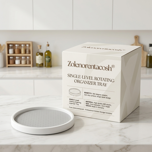 Zolenorentacosh® Single-Level Rotating Organizer Tray,Minimalist Storage Turntable – White