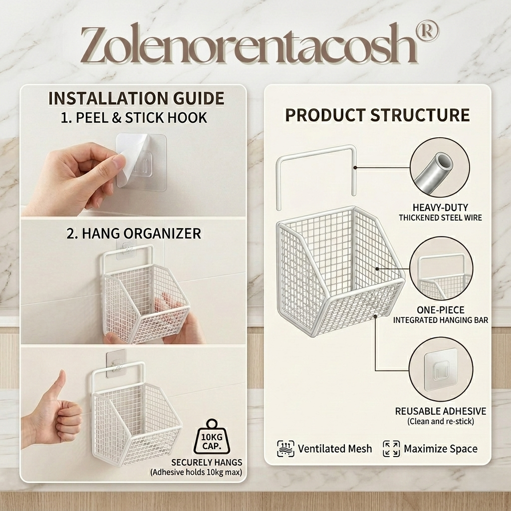 Zolenorentacosh® Ventilated Kitchen Hanging Organizer – Tool-Free Installation