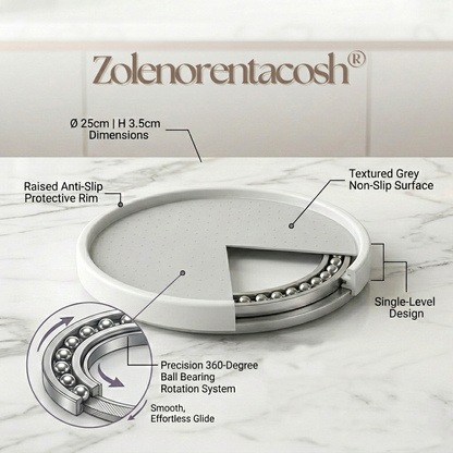 Zolenorentacosh® Single-Level Rotating Organizer Tray,Minimalist Storage Turntable – White