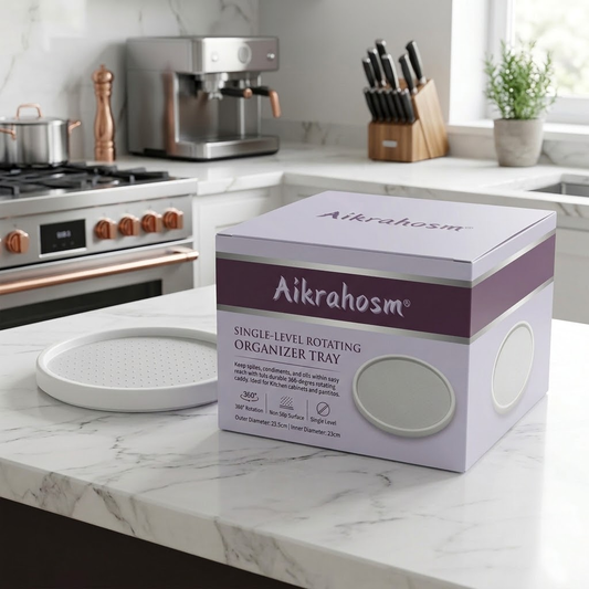 Aikrahosm® Single-Level Rotating Organizer Tray,Minimalist Storage Turntable – White