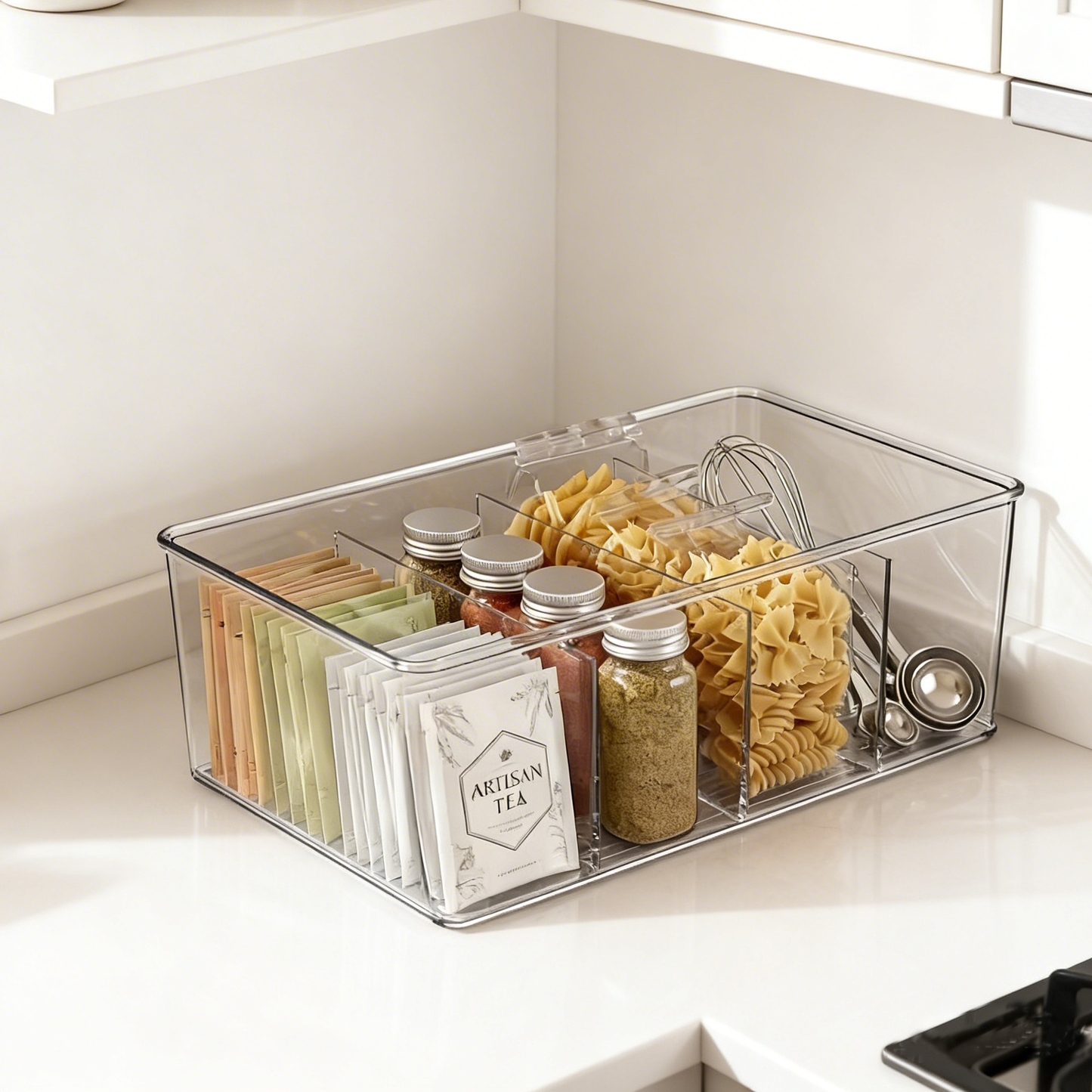 Zolenorentacosh® Pantry Storage Bin with Dividers-Smart Organization for Everyday Kitchens